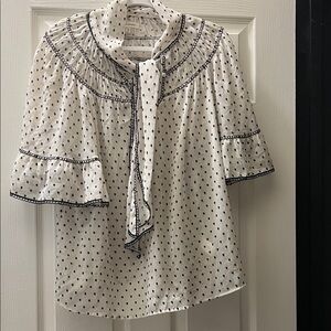 Max Studio White and Black Patterned Blouse